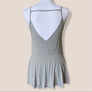 NWT POL Heather Grey Step Hem Spaghetti Tank Top Open Back String Cotton S M L